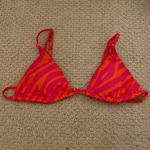 Pink and orange zebra print bikini